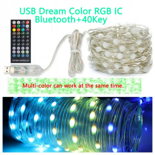 Svetelný stĺp do záhrady - Ovládanie 2M/5M/10M/20M USB Smart LED s medeným drôtom cez svetelnú aplikáciu