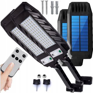 Uličná lampa - 2X SOLÁRNE ULIČNÉ SVÍTIDLO SO SNÍMAČOM POHYBU SÚMRAK 60LED