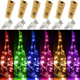 Svetelný stĺp do záhrady - 2M svetlá na fľaše na víno, šnúra rozprávkové svetlo Cork Copper Wire String LED