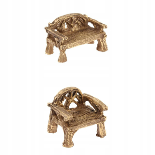 Dekorácia do záhrady - 2 ks. Mini Fairy Garden Miniature Micro Bench