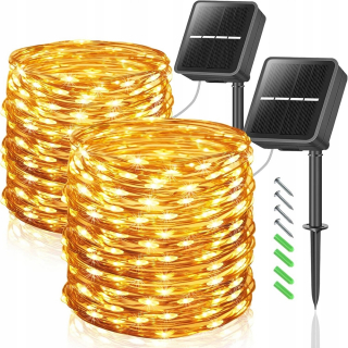 Záhradné girlandy - 2x Solar Garlanda Garden White Chains 200 LED 22 m