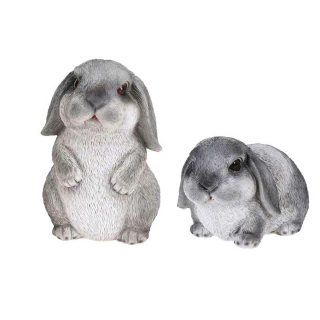 2x Králiková šedá záhradná figurína pre terasu