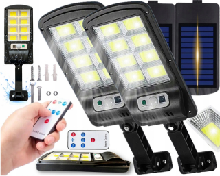 Uličná lampa - 2x SOLAR PULIČNÁ LAMPA S POHYBOVÝM SENZOROM 160COB + DIAĽK.