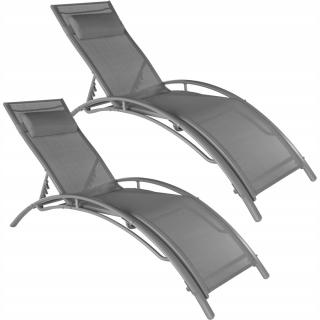 Záhradné lehátko - 2x paluby záhrady Deckchair Gray Terrace 403063