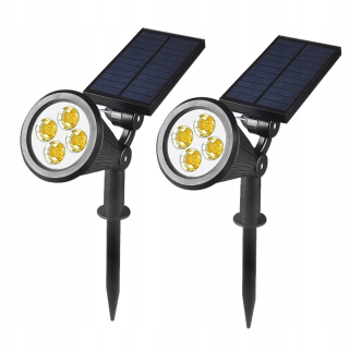 Solárna zapichovacia záhradná lampa - 2x záhradný svetlomet kladený LED špíza