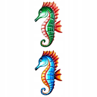 2x dekorácie steny morského koní visiace v interiéri