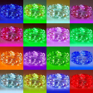 Svetelný stĺp do záhrady - 30m LED víla víla medený drôtový reťazec svetlá 16 farieb RGB na vianočný stromček