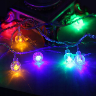 Svetelný stĺp do záhrady - 3M/6M strunová batéria LED Fairy Lights Bubble Ball LED girlanda na Nový rok