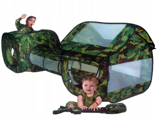 Stan pre deti - 3in1 Vojenské ihrisko Camo Stan Tunnel Domek