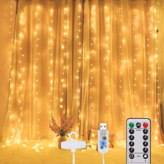 3x3m žiarovky teplé biele LED svetlo USB LED záves
