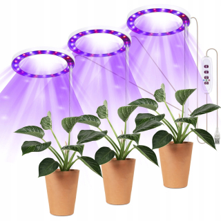 Lampa na pestovanie raslín - 3x lampa LED pre pestovanie rastlín ružová
