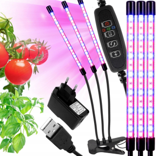 Lampa na pestovanie raslín - 3x LED žiarovka pre rast rastlín 60x režimy časovača LED