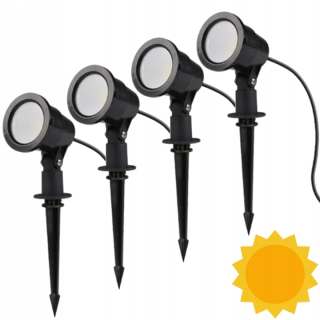 Solárna zapichovacia záhradná lampa - 4 x svetlomet 7W LED dióda LED LED