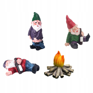 4 kusy dekorácie miniatúrnej živice GNOME