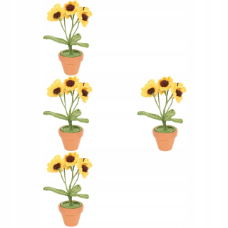 4x Crochet Flower Artificial Flower Ornament