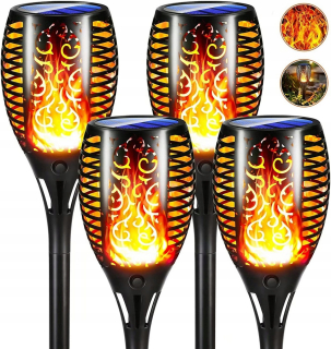 Solárna zapichovacia záhradná lampa - 4x Solárna lampa 96 LED Derivative Flame Effect