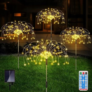 Solárna zapichovacia záhradná lampa - 4x žltá záhradná solárna lampa 120 LED púpava Solárne svetlá Solárne žiarovky