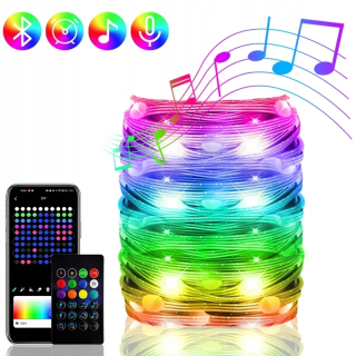 Svetelný stĺp do záhrady - 5/10/20M inteligentná aplikácia LED reťazca Lights RGB IC vodotesná rozprávková meď meď