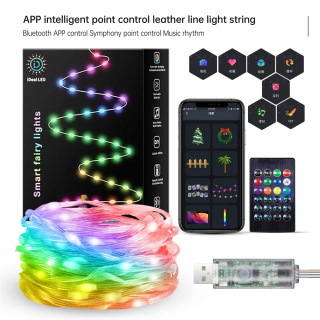 Svetelný stĺp do záhrady - 5/10/20M USB LED String Lights APP/Diaľkové ovládanie Garden Decor Light