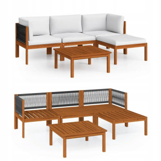 Záhradná zostava nábytku - Sada záhradného nábytku, Rattan PE a Acacia,