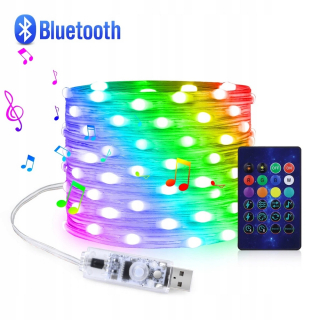 Svetelný stĺp do záhrady - 5 m 10m 20 m snov farebne rozprávkové svetlá USB RGBIC LED reťazec svetlo Bluetooth