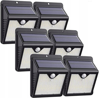 Záhradná fasádna lampa - 6x solárne žiarovky nástenné žiarovky so snímačom 150 LED
