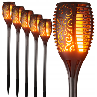 Solárna zapichovacia záhradná lampa - 6x LED slnečné žiarovky Derivát efektu Fire Fire Fire Fire