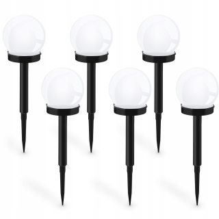 Solárna zapichovacia záhradná lampa - 6x záhradná solárna lampa LED biela guľa 10 cm