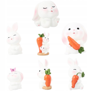Dekorácia do záhrady - 7ks bunny figuríny miniatúrne záhradné socha