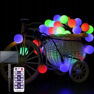 Svetelný stĺp do záhrady - 8 režimov solárne napájané LED svetlá String Matná guľa LED rozprávková girlanda