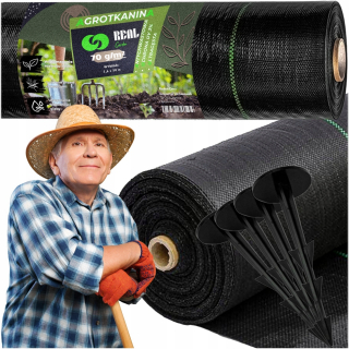 Agrotextília - Agrotextile 70G 1,6 x 50 m čierny UV agrotkanín Antichwastowa mat + kotvy