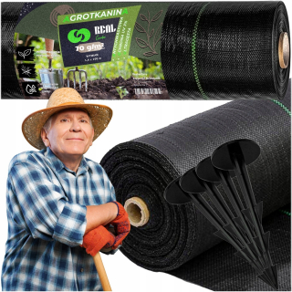 Agrotextília - Agrotextile 70G 1,6x100M Black UV Agrotkanina Antichwastowa Mat + Anchors