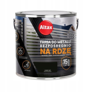 Laky, farby na záhradný nábytok - Altax kovová farba pre hrdzu 2,5 l Čierna rohož