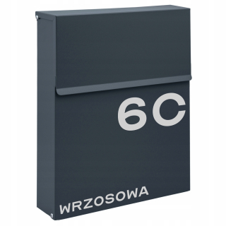 Poštová schránka - Anthracite Slim Mailbox pre zoznamy so vzorom nápisu adresy 10