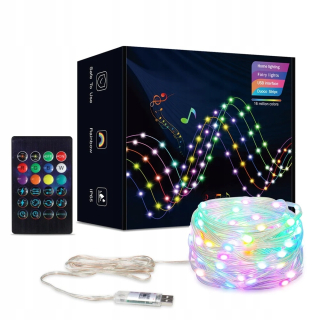Svetelný stĺp do záhrady - Aplikácia Bluetooth Control LED Fairy String Light USB inteligentná girlandská medená lampa