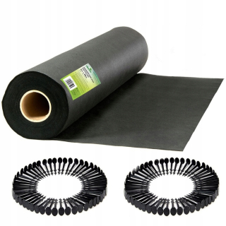 Agrotextília - Záhradný agrotextile 1 m x 75 m + 100 kolíkov Plonos - čierna