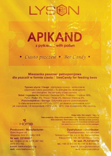 Krmivo pre včely - Apikand s PELOM 1kg x10 torta POTRAVINY pre včely PEĽOVÁ torta