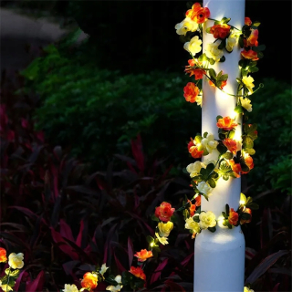Svetelný stĺp do záhrady - Umelé kvetinové kvetinové reťazce svetiel Garland 10m 5m LED medený drôt