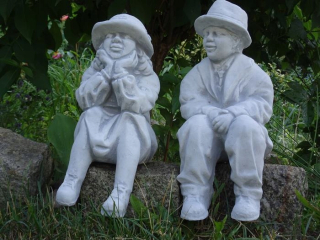 Záhradná postava, betónová postava, hrnce, deti