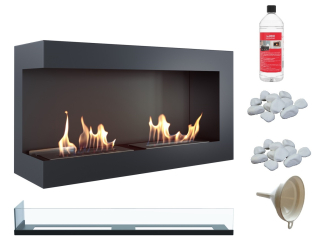 ~ Rohový bio krb Delta vľavo 900x280 + sklo