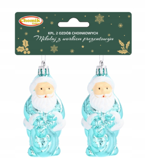 Vianočný stromček 2 Baubles Santa s vrecom