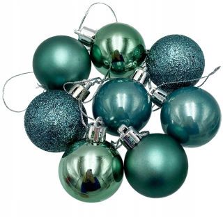 Tmavá tyrkysová modrá Baubles 4 cm 8 ks