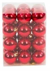 Baubles non -raoling 4 cm červená bublina Bauble 24 ks