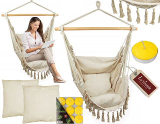 Záhradná závesná stolička - Bujetka Swing Brazílska stolička s strapcami na zavesenie hojdania
