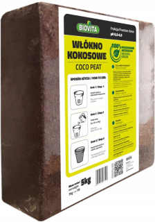 Záhradná pôda - Biovita Coco Rašelina kokosová vlákna 6 mm briqueta 5 kg