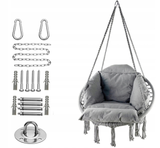 Závesné hojdacie kreslo - Stork Nest Grey Swing vankúš xxl