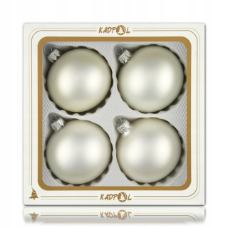 BAUBLES 8 cm/4 ks biely vianočný sklenený podložka