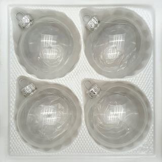BAUBLES 8 cm/4 ks Presparentné bezfarebné sklo