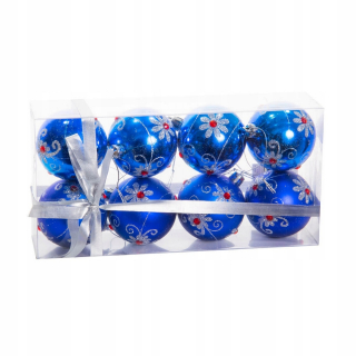 Modré vianočné gule 6 cm set 8 ks.