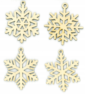 Baubles, vianočné dekorácie snehové vločky 4 ks drevené